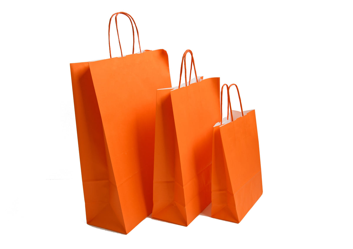 Large Orange Kraft Twist Handle Carrier Bags