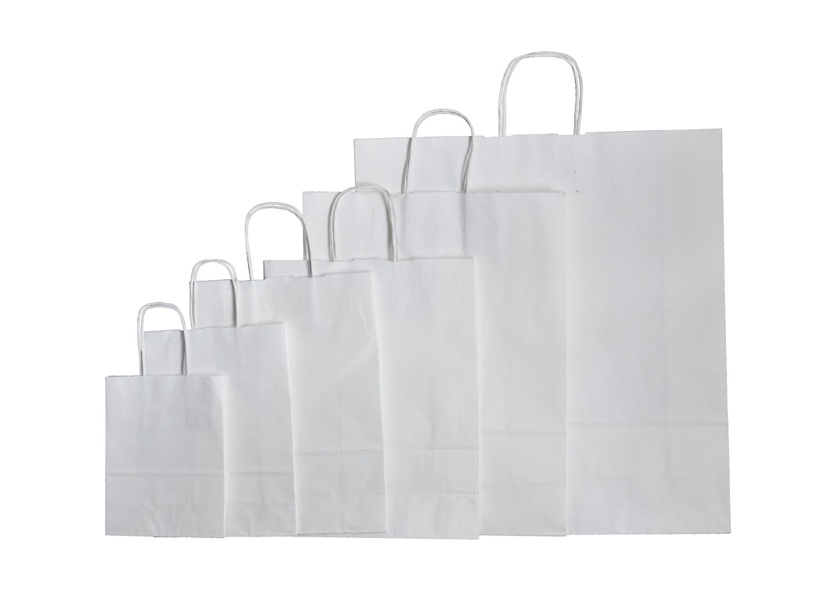 Jewellery White Kraft Twist Handle Carrier Bags