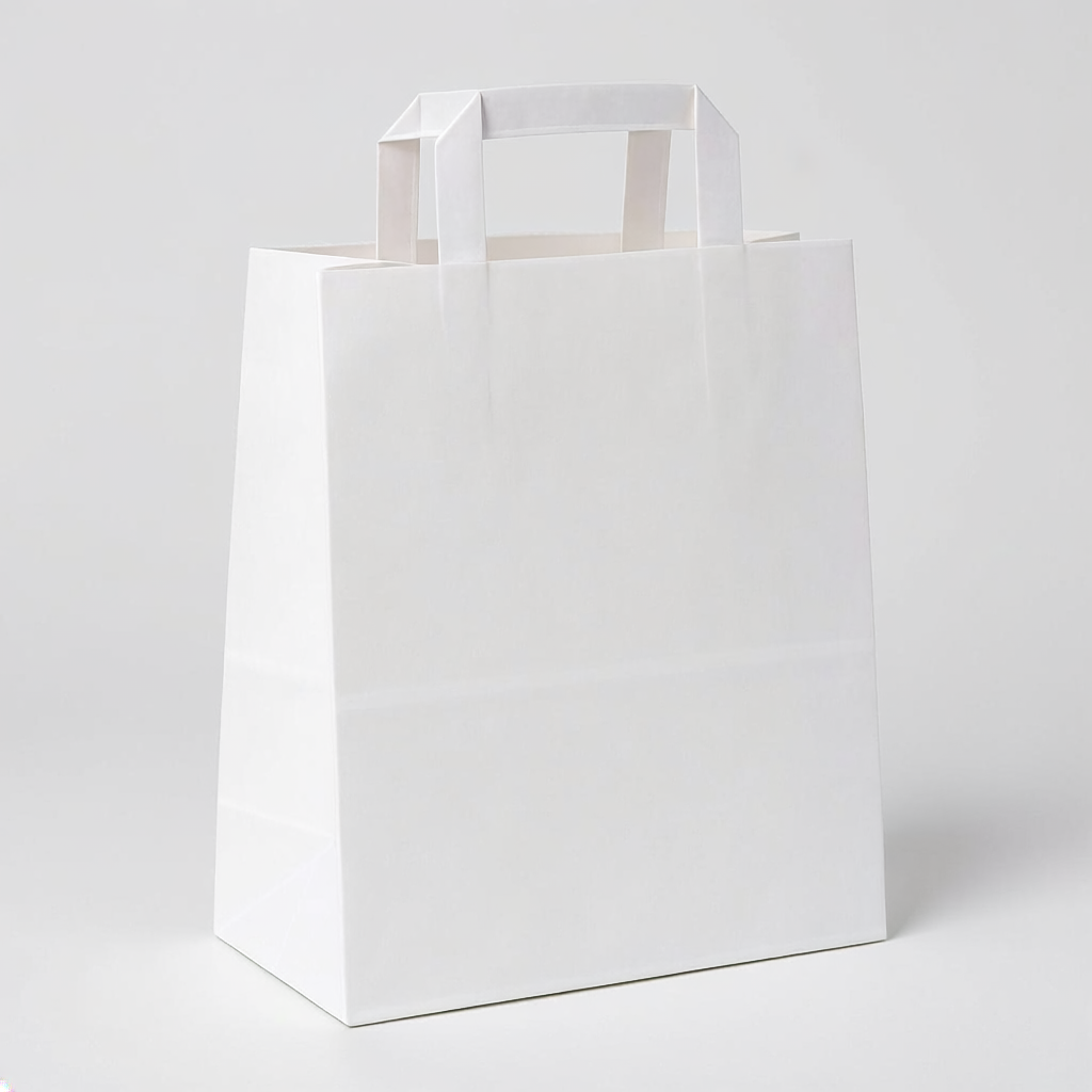 Large White Kraft Paper Tape Handle Carrier Bags